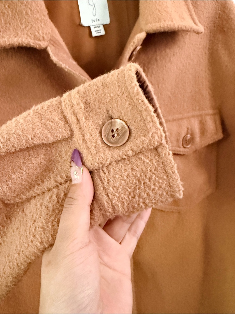 Joie Utility Shacket Jacket Women’s Size M Tan Camel Oversized Button Down - Picture 7 of 9